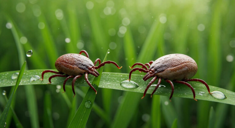 Ticks on grass